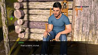 mary and john by the pool after her shower.