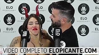 Blonde Sara sucks lollipop in spicy room, teasing her bum.