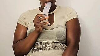 Ebony Babe Masturbates In Shower Fully Clothed