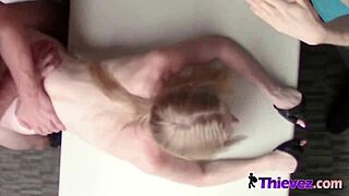 Emma banged hard by officer while boyfriend watches.