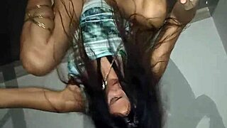 yo, check this brunette riding a black dildo in hotel corridors. no panties under her dress, just pure ass shaking!