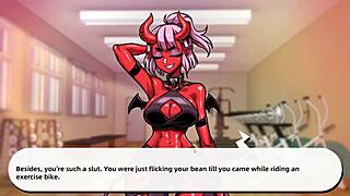 Hey, that anime succubus gives a blowjob at the lewd gym game