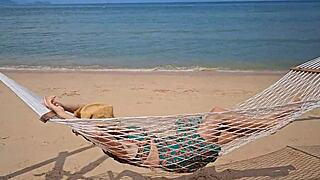 long dress no panties flashing on public beach