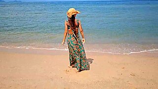 long dress no panties flashing on public beach