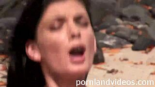 skinny brunette girlfriend fucks big black cock in hot outdoor sex