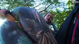 naughty tattoo model public solo outdoors