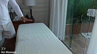 blonde teen masturbates during massage