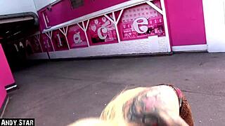 Andy-Star fucks a blonde slut outdoors in Hamburg's Reeperbahn