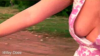 Wife rides bike in public with cleavage flashing dare