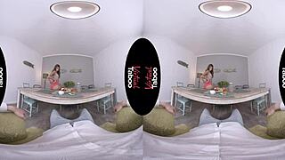 Brunette Gives Blowjob and Handjob in Taboo Breakfast Scene.