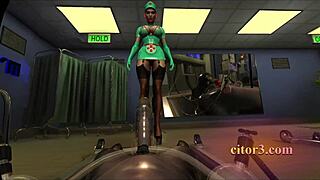 Citor3 3D VRゲーム、病院でラテックス看護婦が真空ベッドで精液をポンプ