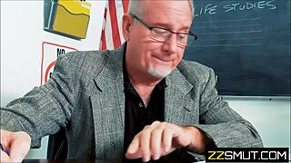 Hey, watch this teen girl screw her professor right in the classroom after hours