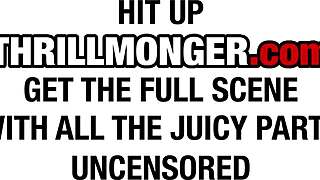 Thrillys Big Black Couch! Destiny Mira Sloppy Blowjob Deepthroating Rimming Double Creampie