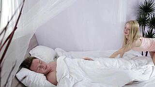 Luscious Hairless Hottie Angel Shaved Pussy Bent Over for Cock