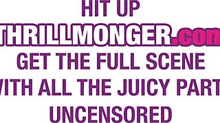 Thrillys Big Black Couch! Destiny Mira Sloppy Blowjob Deepthroating Rimming Double Creampie