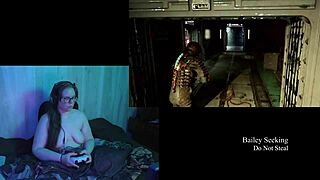 Naked Brunette Plays Deadspace!