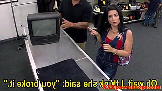 Real amateur pawnee rides pawnbroker's cock in hidden scene. Spying on big tits action.