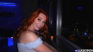 petite redhead lacy lennon gets sloppy blowjob and fucked in lingerie