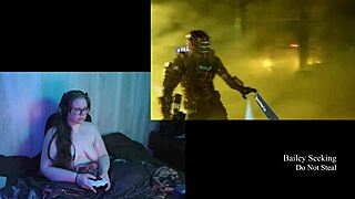Naked Brunette Plays Deadspace!