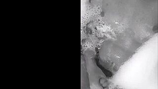 Playing fun games in the bathtub with friends.