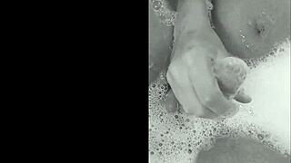 Playing fun games in the bathtub with friends.