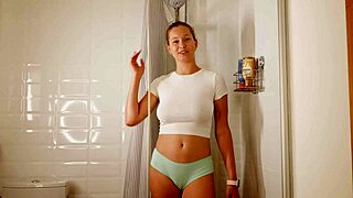 stella cardo shows dry vs wet tops with big tits