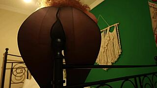 Naughty girl grinding on bedpost in stockings?