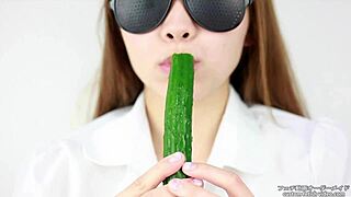 Women make sounds while eating cucumber 😋
