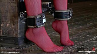 gagged and clamped sub tied up in hardcore device bondage