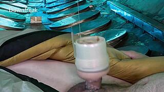 Feeling the intense pleasure of hands-free fleshlight masturbation