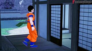 Chichi stuck in kitchen in Dragon Ball Z