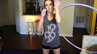 hoop girl shakes her tits in wild dance
