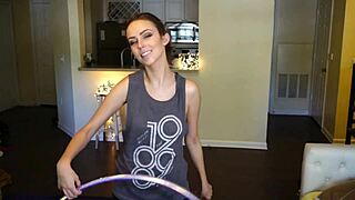 hoop girl shakes her tits in wild dance