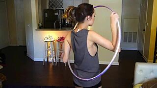 hoop girl shakes her tits in wild dance