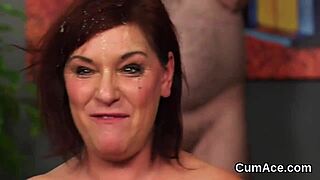 Can You Believe This Horny Honey Eating All That Jizz?