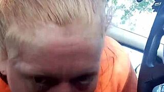 street whore gives car bj in this homemade video