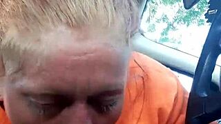 street whore gives car bj in this homemade video