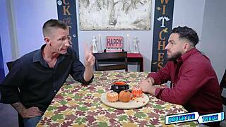 Besties get tight pussies pounded on halloween