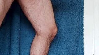 freak in kitchen uses fleshlight on cock with sneakers and tattoo.