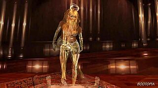 In this animated scene, angel gives a bootjob blowjob with cum on ass.