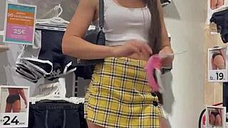 Young amateur heads to buy lingerie, strips naked on the street