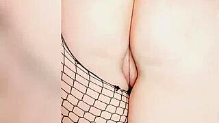 Bold Christmas Masturbation With Hana Mour's Tight Virgin Pussy In Torn Pantyhose