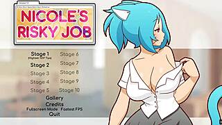 nicole fondles tits to attract customers