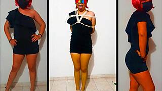 Samanta, drunk and bound, knows what to do with her mouth.