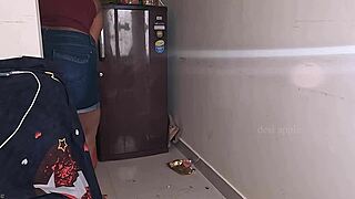 my friend's wife gets horny during a sex call while cleaning the house