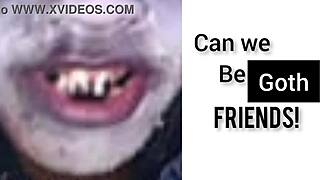 Goth friends hang out in black close up mashup