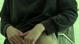 Horny piss play on sofa with tattoos