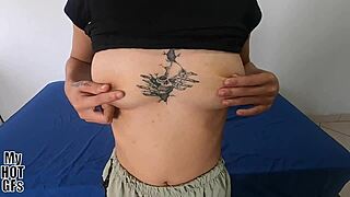 maría shows her small tits and ass in close up first time