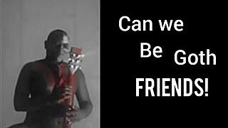 Goth friends hang out in black close up mashup