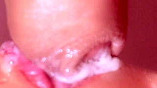 Blonde teen takes cum in mouth during hot POV.